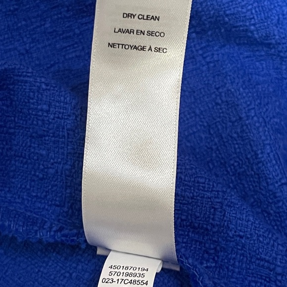 Chico's Jacket Size 3 Large 16/18 Blue Buttoned Front Raw Fringed Edge - Picture 6 of 7